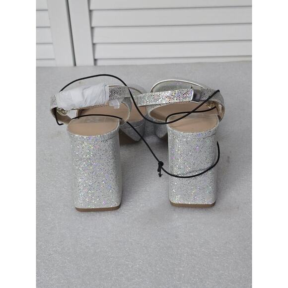 Womens Pop Casen Silver Multi Platform Sandals High Heels Size 8M Retro NEW - Picture 4 of 7